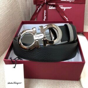 Premium Italian Black Leather Ferragamo Belt